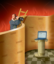 IT Fraud/firewall/Illustration by Tom McKeith